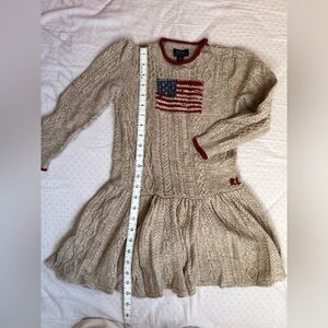 Polo by Ralph Lauren Beige kids girls Knit Sweater with Red Trim